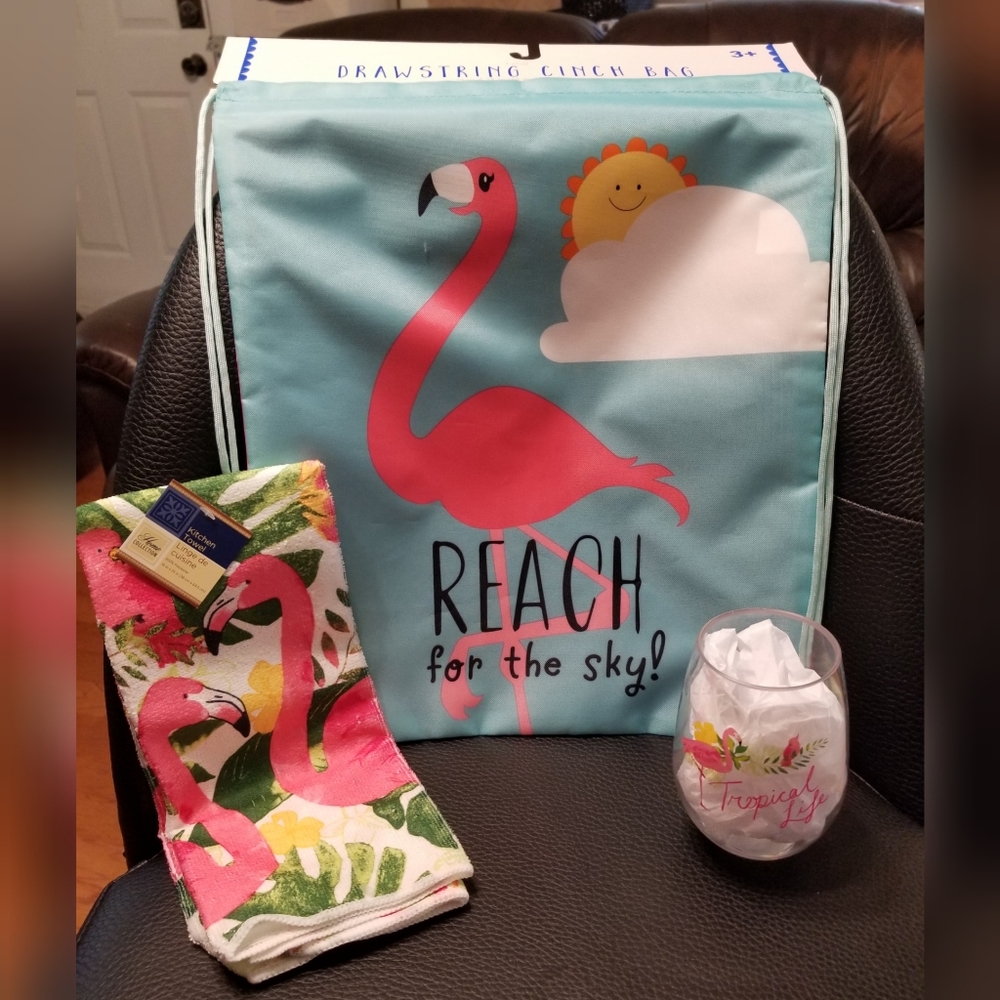 Flamingo Bundle Bag, towel, and cup